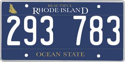 RI license plate 293783