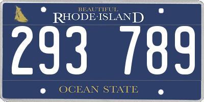 RI license plate 293789