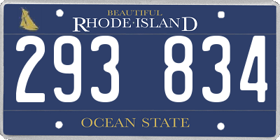RI license plate 293834
