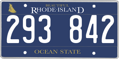 RI license plate 293842