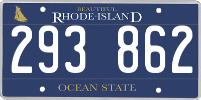 RI license plate 293862