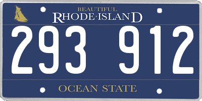 RI license plate 293912