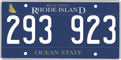 RI license plate 293923