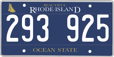 RI license plate 293925