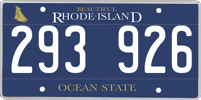RI license plate 293926