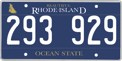 RI license plate 293929