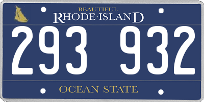 RI license plate 293932