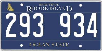 RI license plate 293934
