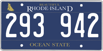 RI license plate 293942
