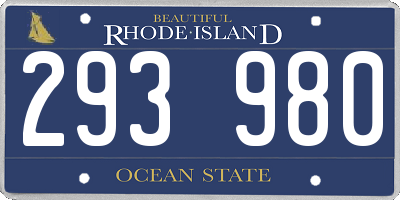 RI license plate 293980