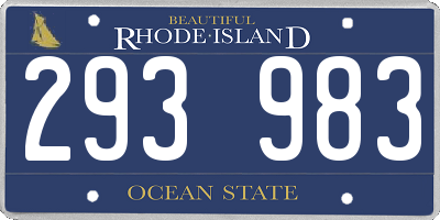 RI license plate 293983