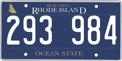 RI license plate 293984