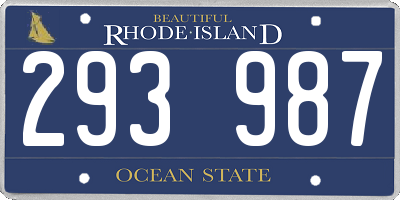 RI license plate 293987