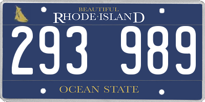 RI license plate 293989