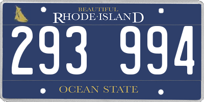 RI license plate 293994