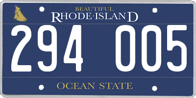 RI license plate 294005