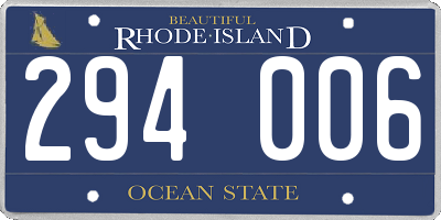 RI license plate 294006