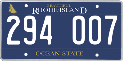 RI license plate 294007