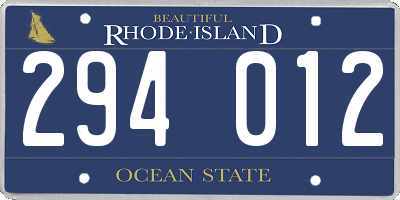 RI license plate 294012