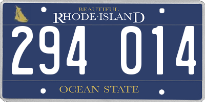 RI license plate 294014