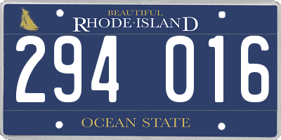 RI license plate 294016