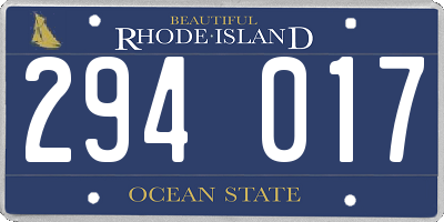 RI license plate 294017