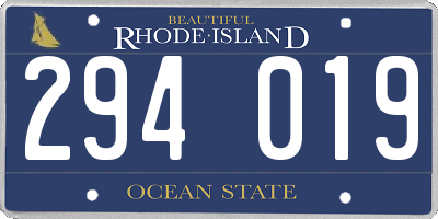 RI license plate 294019