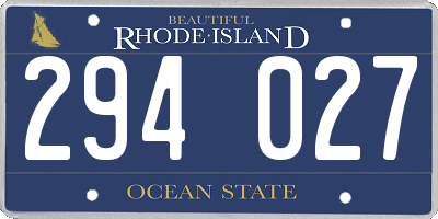 RI license plate 294027