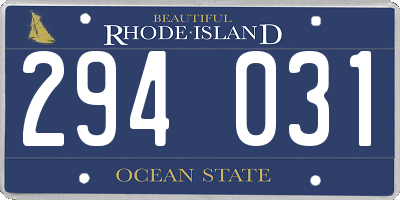 RI license plate 294031