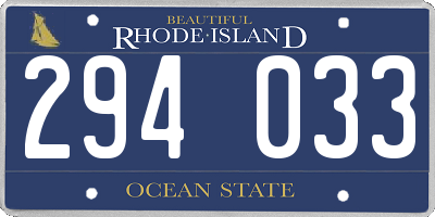 RI license plate 294033