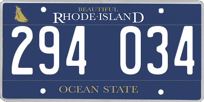 RI license plate 294034