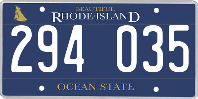 RI license plate 294035