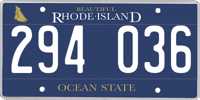 RI license plate 294036