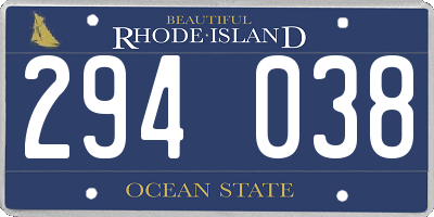 RI license plate 294038
