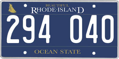 RI license plate 294040
