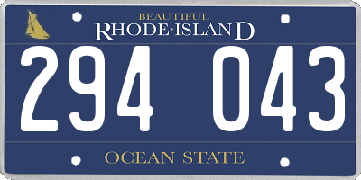 RI license plate 294043
