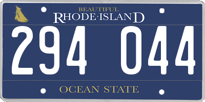 RI license plate 294044
