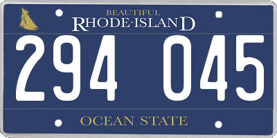 RI license plate 294045