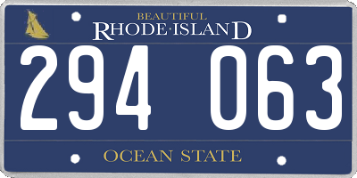 RI license plate 294063