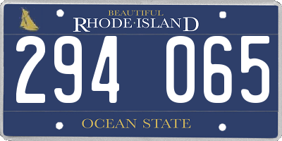 RI license plate 294065