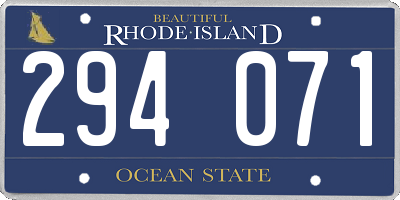 RI license plate 294071