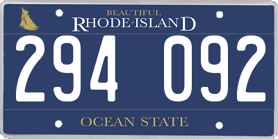 RI license plate 294092