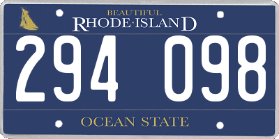 RI license plate 294098