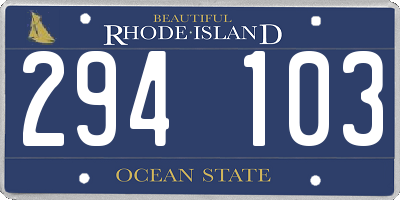 RI license plate 294103