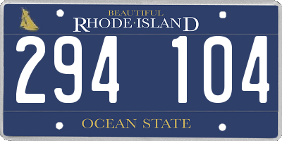 RI license plate 294104