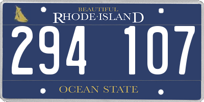 RI license plate 294107