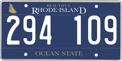 RI license plate 294109