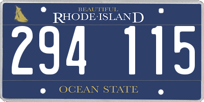 RI license plate 294115