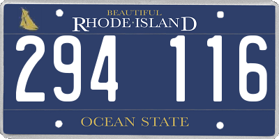 RI license plate 294116