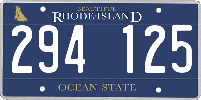 RI license plate 294125